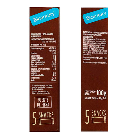 Bicentury Bitter Choco Cereal Bar 100g